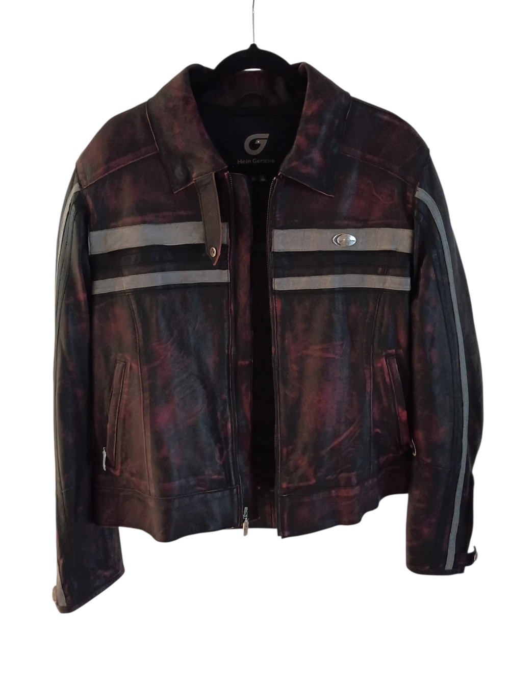 Heine Gericke Women’s Motorcycle Jacket Biker Black/Red Leather Sz 14 Lined